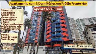 OPORTUNIDADE! Apartamento Grande com 3 Dormitórios em Prédio Frente Mar com Lazer por R$ 460 mil!