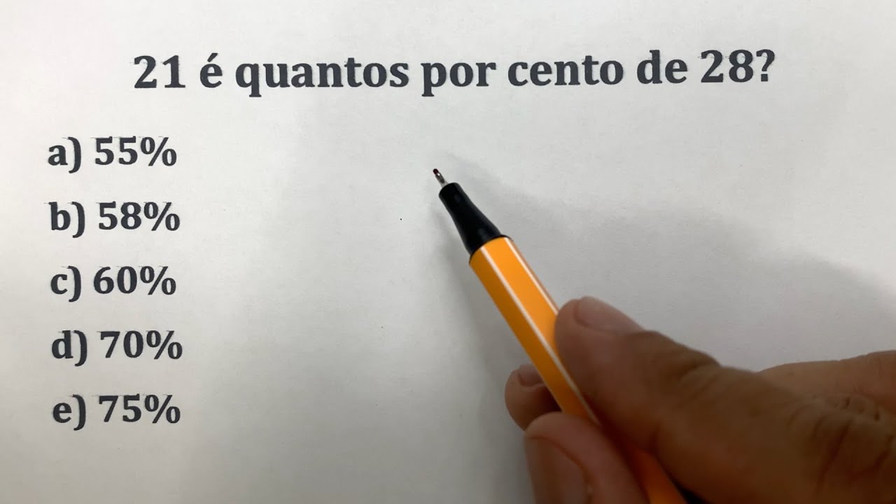 21 é Quantos Por Cento De 28 Problema De Porcentagem Resolvido Prof ...