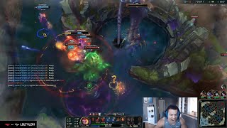 *Warning headphone users* T1's Evelynn Smites Out Of Baron Pit And Throws The Game