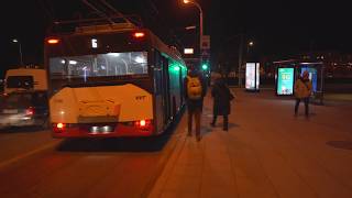 Lithuania, Vilnius, trolleybus 6night ride from Žaliasis tiltas to  S. Konarskio Street