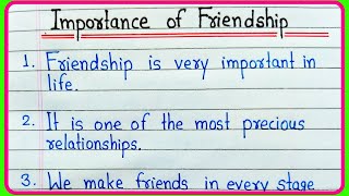 Importance of Friendship essay | Essay on Importance of Friendship 10 lines in English writing