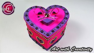 how to make heart shaped box DIY | gift box| storage box| Art with creativity