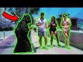 BUSHMAN PRANK AT THE BEACH IN SPAIN PART 1! | Scariest And Funniest Reactions | Kimoo Pranks