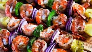 Make HAWAIIAN style GRILLED SHRIMP KABOBS in less than 30min!