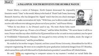 Std. 11 English Unit 2 Read 2 A Palanpur Youth Reinvents the Humble Watch by Mr. Raish Kazi