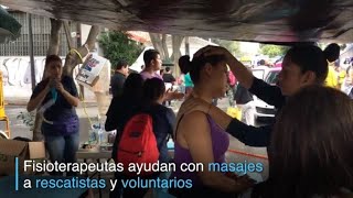 Fisioterapeutas ayudan a rescatistas y voluntarios en México