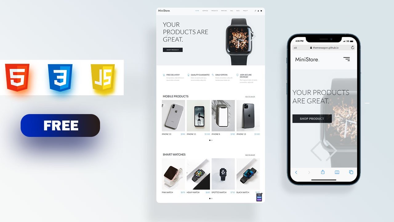 Free Responsive Ecommerce Html Css Javascript Youtube