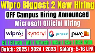 🔥Finally Wipro 2 New Role Hiring Announced | Microsoft Genpact PwC OFF Campus Drive 2025, 2024 Batch