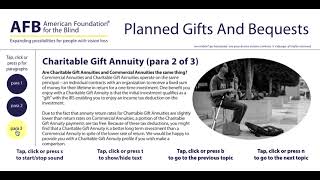 AFB Planned Giving And Bequests: Charitable Gift Annuities