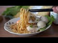 Singapore Traditional Fish Ball Thick Egg Noodles (Mee Pok)