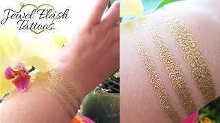 Wrist Tattoo Metallic Gold Bracelet Jewelry by Jewel Flash Tattoos Temporary Skin Stickers for Women