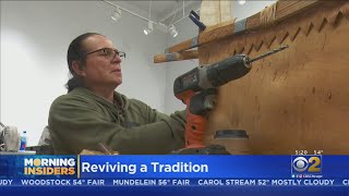 Native American Artist Teaching Northwestern Students To Build Birch Bark Canoes To Show Importance