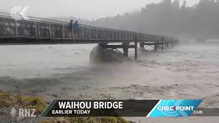 Waiho Bridge washes away after heavy rainfall