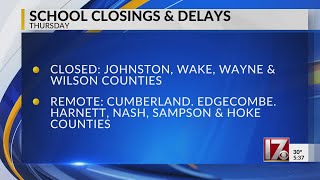 School closings and delays in central North Carolina