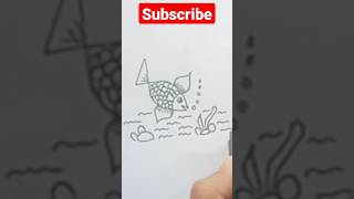 Fish Drawing from number 4 | Easy fish Drawing for beginners | Number drawing #shorts #ashortaday #4