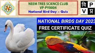 National Bird Day Quiz 2023 l Free Certificate quiz on National Birds Day l