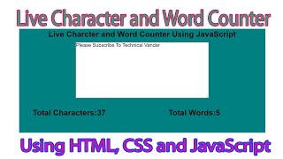 🔴Live Character and Word Counter Using HTML, CSS and JavaScript.||| Free Source Code.|||