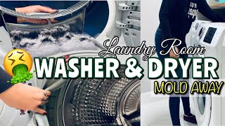 LAUNDRY ROOM DEEP CLEAN - HOW TO CLEAN WASHING MACHINE & DRYER - easy/vinegar & backing soda