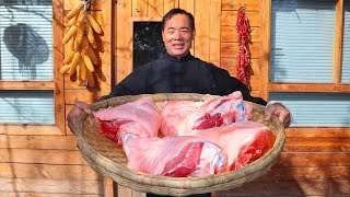 4 Huge Pork Shanks Made into Meat Dish Broth Mixed with Starch and Steamed! | Uncle Rural Gourmet