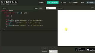 05. Java If statements, Solo Learn Code Playground