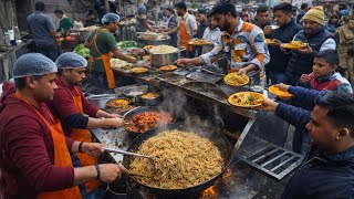 World’s Craziest Indian Street Fast Food 🔥 Large Scale Fried Rice, Noodles & Chilli Potato Making