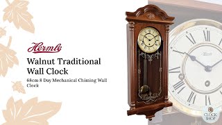 68cm Walnut 8 Day Mechanical Chiming Wall Clock By Hermle