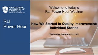 September 2021 Power Hour Webinar – How We Started in Quality Improvement: Individual Stories