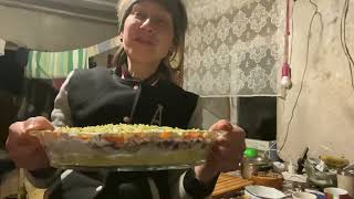 Суп с галушками, салат ,, Мимоза’’.😄👩‍🍳 Знакомое блюдо.😊✋