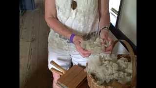 Carding Wool Prior to Spinning Frontier Culture Museum August 2013