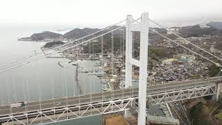 岡山県倉敷市下津井側からの瀬戸大橋　空撮練習ショット　夜景は坂出側よりお勧め