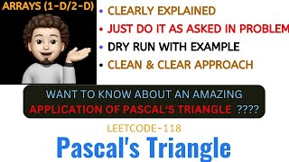 Pascal's Triangle | Simplest Approach | Application | DRY RUN | Adobe | Amazon | Leetcode - 118