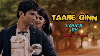 Dil Bechara- Taare Ginn|Lyrical Video|Sushant Sing New Song|Hindi New Song with Lyrics|A.R Rahman|