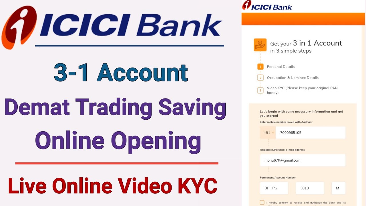 Icici Bank Account Opening Online 2022 | Icici Bank 3 In 1 Account ...