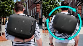 this backpack spins just like a fidget spinner