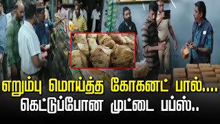 எறும்பு மொய்த்த கோகனட் பால்.... கெட்டுப்போன முட்டை பப்ஸ்... | Salem | Bakery Food Issue