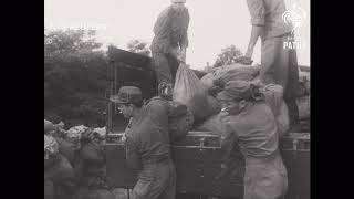 AUSTRIA:  RUSSIAN AND US TROOPS FIGHT FLOODS: (1954)