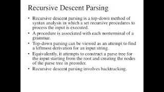 Recursive descent parser using C