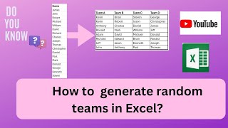 How to generate random teams in Excel?