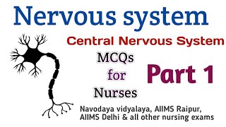 Nervous System | Central Nervous System | MCQ for Nurses | Part 1 | Navodaya vidyalaya | AIIMS Delhi