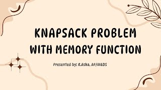 Knapsack problem with memory function