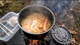 「ラーツー伝」番外編、銀山平で自作焚火台でラーメン作りました編アウトドアバイクツーリングキャンプ