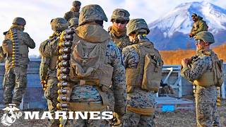 US Marines. Mk19 Grenade launcher during military training at Camp Fuji, Japan.