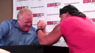 Toronto Mayor Rob Ford beats Hulk Hogan in Arm Wrestling match