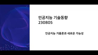 인공지능최신기술동향0805 - 인공지능거품론과 새로운 가능성