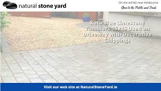 Kota Blue Limestone Tumblers 15 x15 Used on Driveway with Decorative Chippings