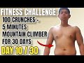 100 CRUNCHES + 5 MINS MOUNTAIN CLIMBERS |DAY 10-30 | 30 DAYS CHALLENGE | NO DIET WORKOUT MOTIVATION