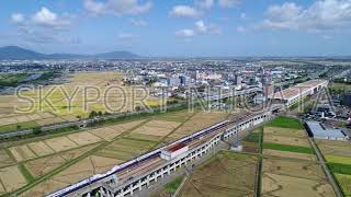 【新潟空撮動画】燕三条駅・新幹線の到着風景［三条市下須頃付近］