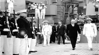 US President Dwight D Eisenhower arrives aboard USS Saint Paul (CA-73) at Manila ...HD Stock Footage