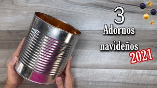 3 MANUALIDADES NAVIDEÑAS CON LATAS Y CARTON/Arranjo Natalino Feito Com Latas/Christmas DIY/FTVOUGE