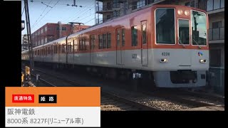 阪神電鉄 8000系 8227F 直通特急(赤) 通過 江井ヶ島-西江井ヶ島